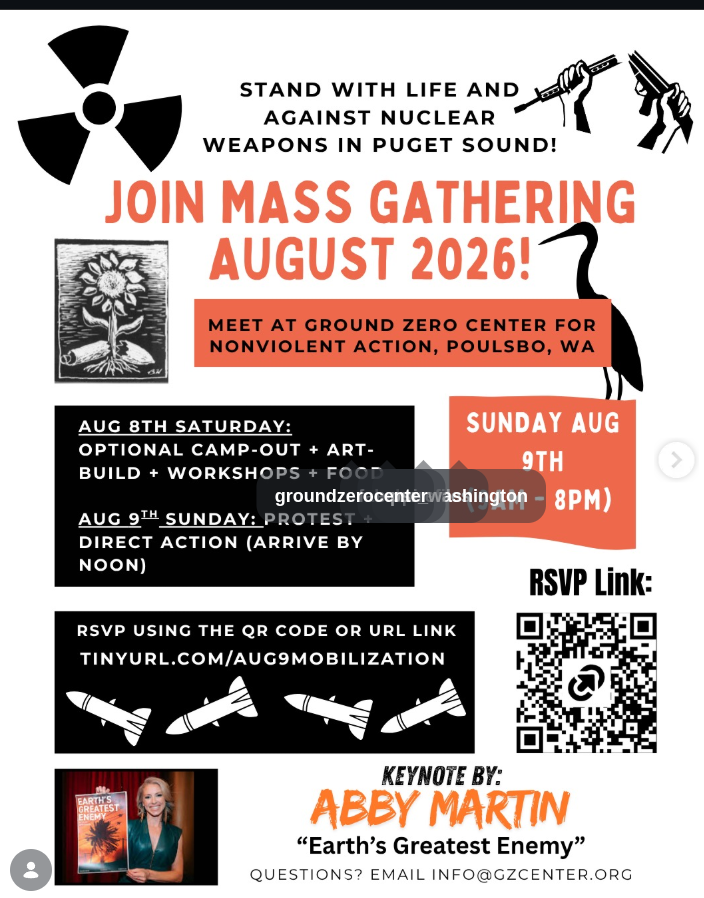 Aug 8-9: Kitsap Northwest Against Nuclear Weapons - Flyer w QR